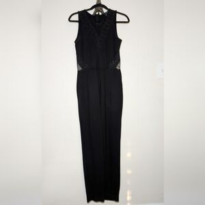 French Connection Savannah Mesh Lace Black Jumpsuit Women's Size 8